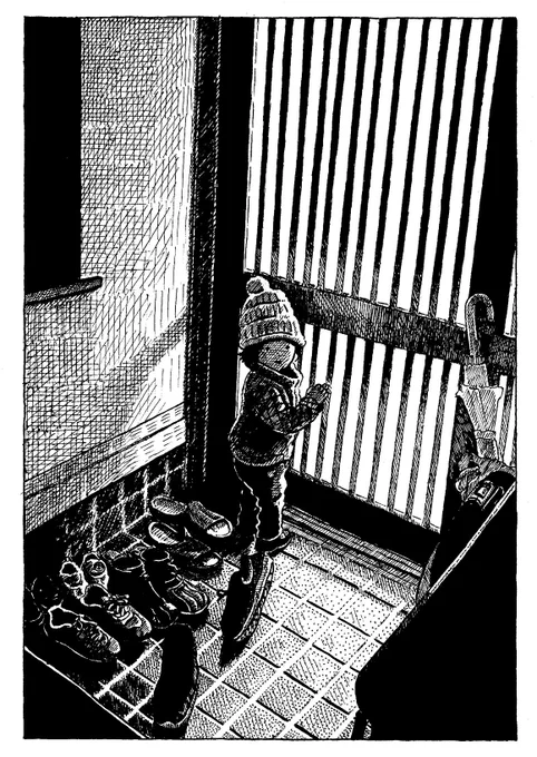 漫画、少しずつ描いてます。2年前の娘と光。カラー絵でもモノクロ絵でも描くモチーフをそのまま再現するのは難しいけど、きれいだなと感じた光の具合を紙に描けたら良いなと思ってます。 