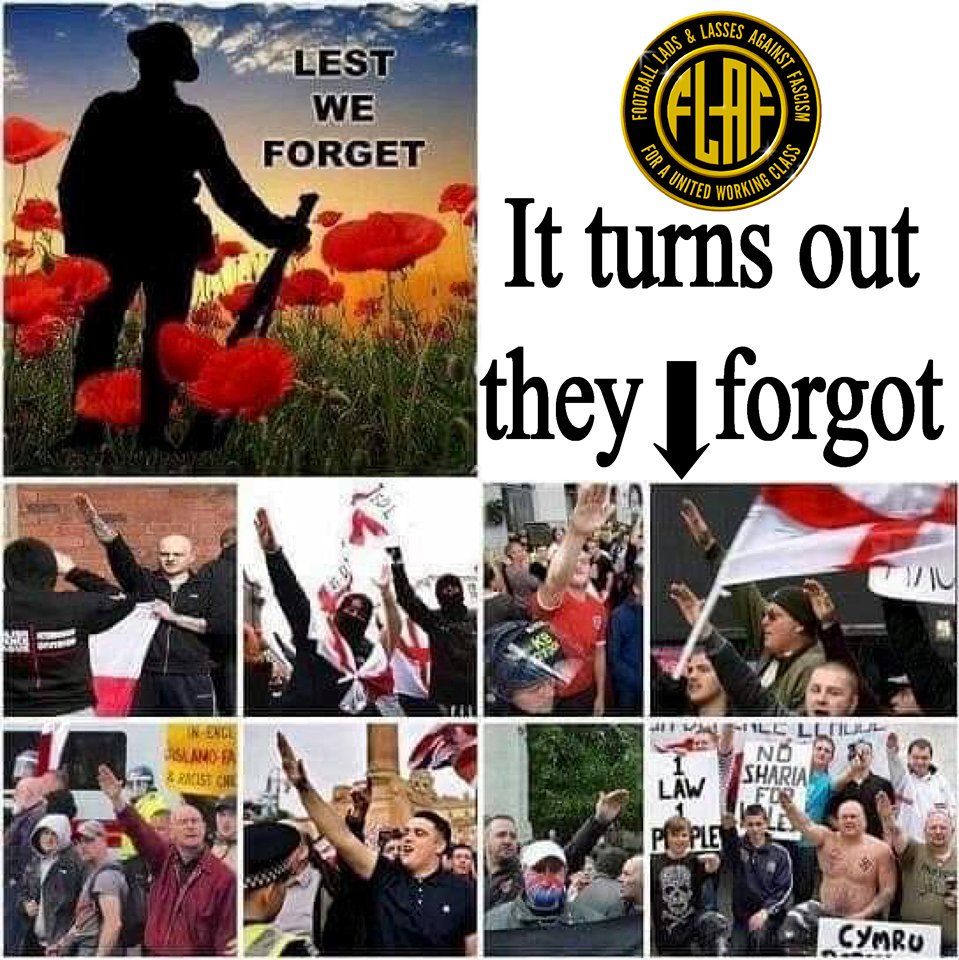 Class1Action's tweet photo. The hypocrisy of the far-right when it comes to the #Poppy & #Remembrance knows no bounds... #FLAF #RedPoppy #WhitePoppy #NoPoppy #LestWeForgetTheyForgot https://t.co/9AQJwaKFrd