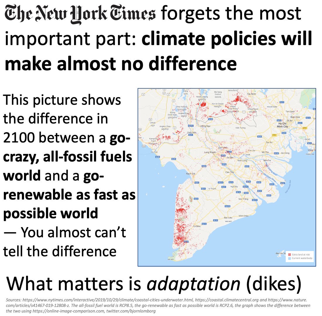 And in its excitement to create worry, the NYTimes seems to forget the most important outcome of the new study:Even the strongest climate policy will make little differenceWhat matters to improve people& #39;s lives is adaptation
