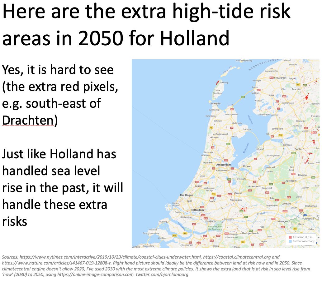 Looking at the additional high tide risk areas for Holland in 2050, it is hard to tell any extra ones