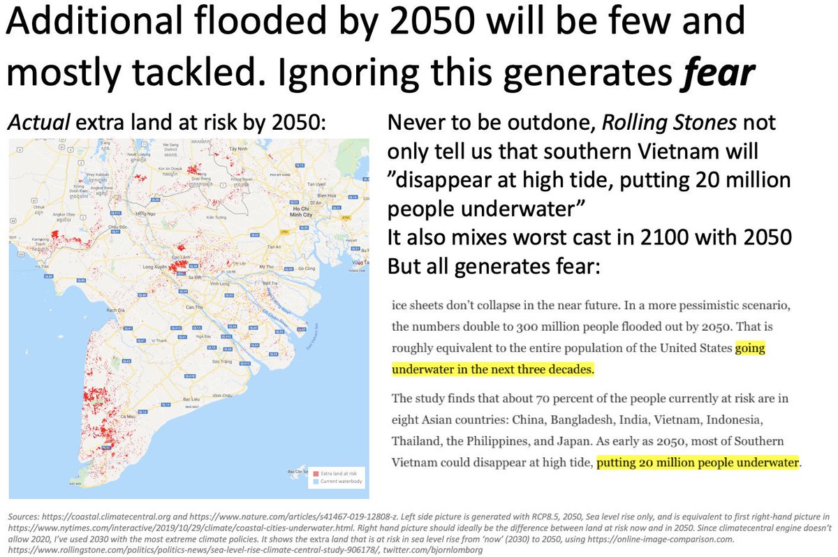 Many outlets ran with this, telling us that sea-level rise will put 20 million underwater, instead of actually showing us we're tackling it for almost 110 million now