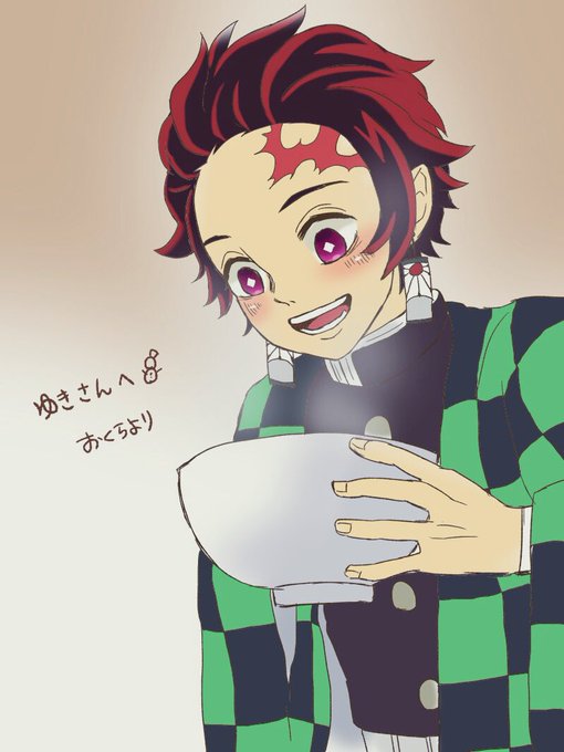 おくらさんがTwitterに投稿した竈門炭治郎(鬼滅の刃)のイラスト。