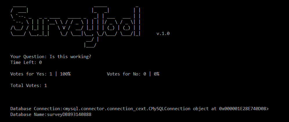 CoderDespair's tweet image. Ok so some time ago, I watched a pretty fucking cool movie: Unfriended: Dark Web. Don;t wanna spoil anything, but at the end there's a of flashvote. I wanted to recreate it, and I did it. It works with Python and MySql. Might feature it on my website/put code on github some time.