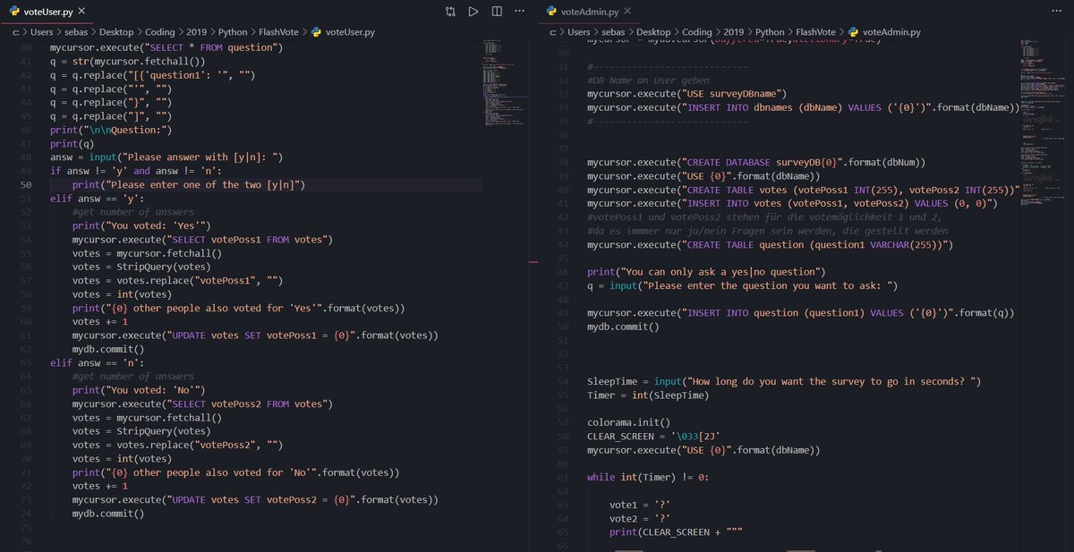 CoderDespair's tweet image. Ok so some time ago, I watched a pretty fucking cool movie: Unfriended: Dark Web. Don;t wanna spoil anything, but at the end there's a of flashvote. I wanted to recreate it, and I did it. It works with Python and MySql. Might feature it on my website/put code on github some time.