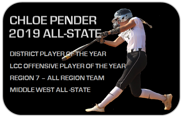 CONGRATULATIONS TO CHLOE PENDER!
2019 ALL-STATE SOFTBALL!!!!!
