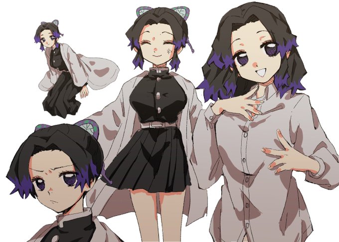 ちょもんさんがTwitterに投稿した胡蝶しのぶ(鬼滅の刃)のイラスト。
