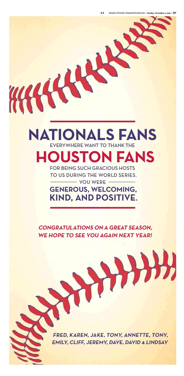 Chandler_Rome's tweet photo. The Nationals and some Nationals fans took out two full-page ads in this morning's Houston Chronicle https://t.co/ZFVp6HpIbr