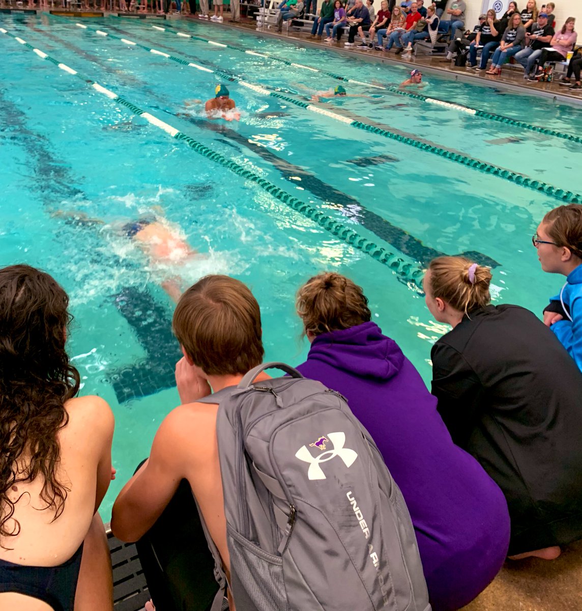 kelly_ashbaugh's tweet photo. Love these kiddos! Every single race looked like this, @MFHS_Swimming supporting each other. Through the highs and lows this team is growing closer with each meet. Proud to be a Mustang parent. https://t.co/Hya5UW2ISS