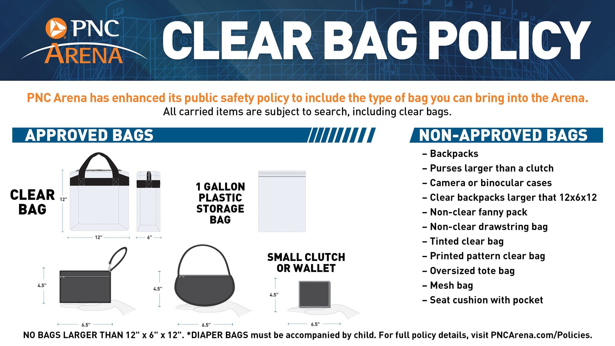 PNC Arena on Twitter "Our Clear Bag Policy is in effect! Visit https//t.co/SyNbfxJe6U for more