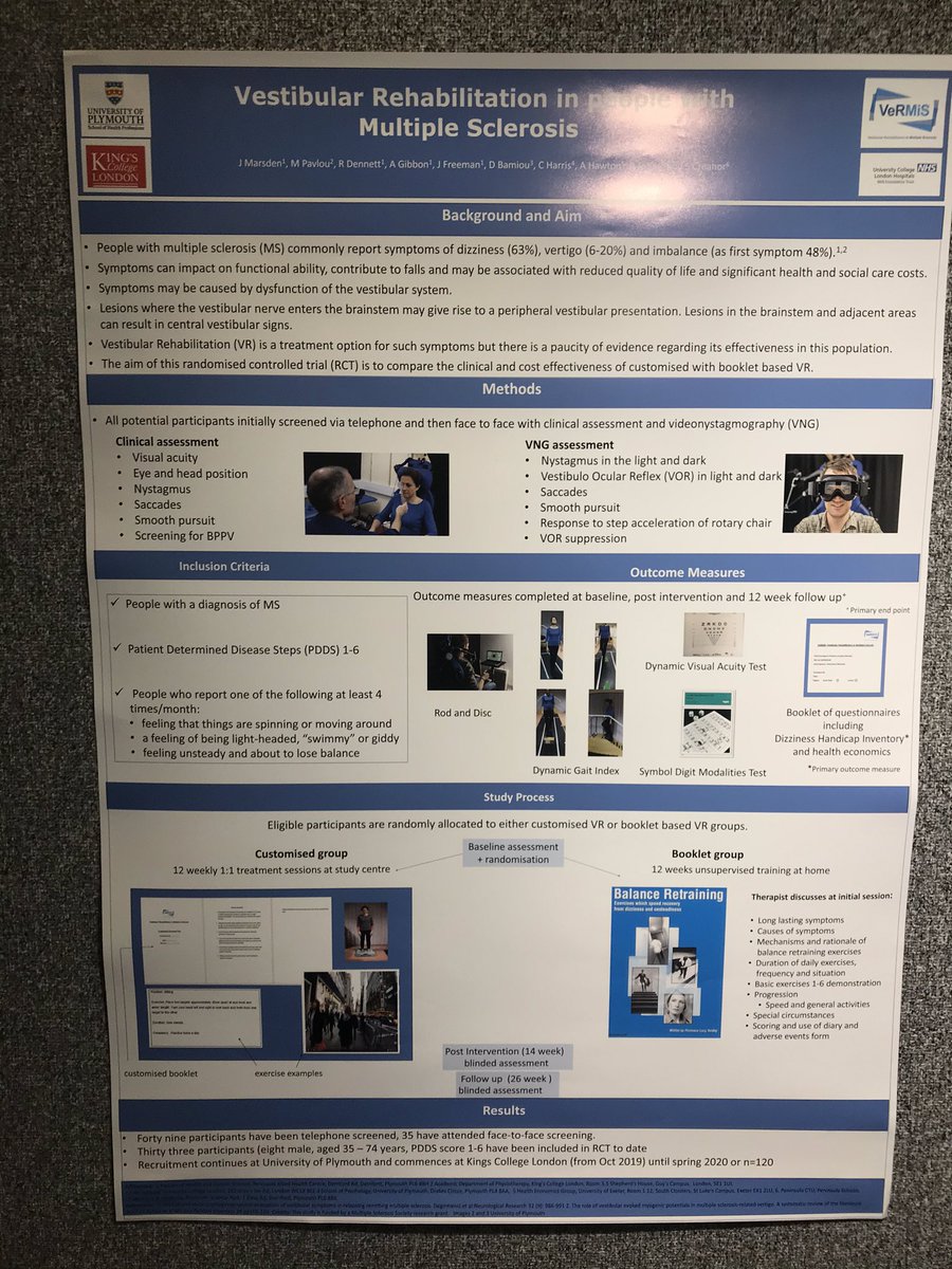 DavidHerdmanPT's tweet image. A selection of #vestibularrehab posters up at the #mstconf @MSTrust . Is that you I spot @hanna_skelly?