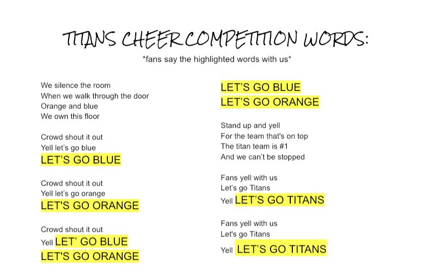 BMHSTitanStorm's tweet photo. TOMORROW IS THE BIG DAY!!
๐ถ๐ถ๐ถ๐ถ๐ถ๐ถ๐ถ๐ถ๐ถ๐ถ๐ถ๐ถ๐ถ
SWC COMPETITION!
THEME: O R A N G E O U T ๐ถ๐งก
*Attached are the words for the routine that WE say with the cheer team as they perform!
They need us to be CRAZY LOUD!!
#BETHERE #2T0RM โก๏ธ https://t.co/rKrnbHkt5y