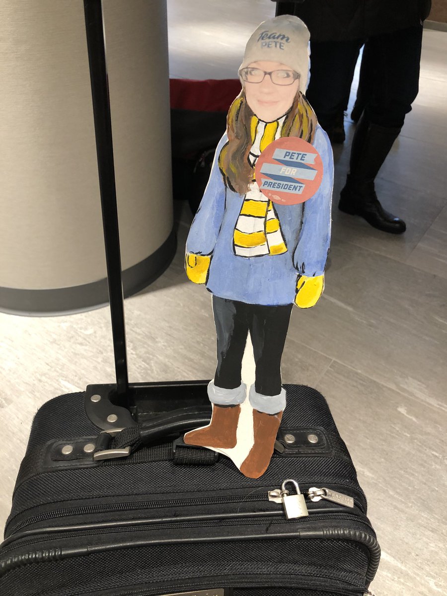 jmsesow's tweet photo. @DanaBashCNN @CNNSotu Flat @jodimasters joined us on our self-funded trip. We footed the bill for her, too. She was incredibly portable, and didn’t eat much, so there’s that. But no offers from the campaign to mail her to DSM. #FlatJodi #BarnstormersforPete #TeamPete https://t.co/I5Xv4fKH03