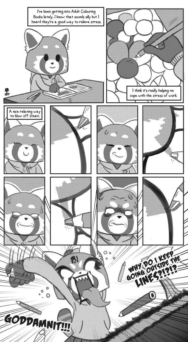 Here's another Aggretsuko fan comic. 