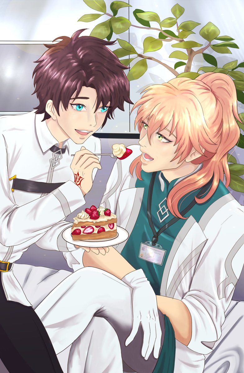 JudithKayakat's tweet photo. Here is my piece for @fategayorder 
I loved drawing Fujimaru Ritsuko and Romani Archaman 🍰 , I love them both! Thank you for allowing me to participate in this wonderful zine with such amazing artists  \(°♡°)/ https://t.co/Pd64mXDbTc