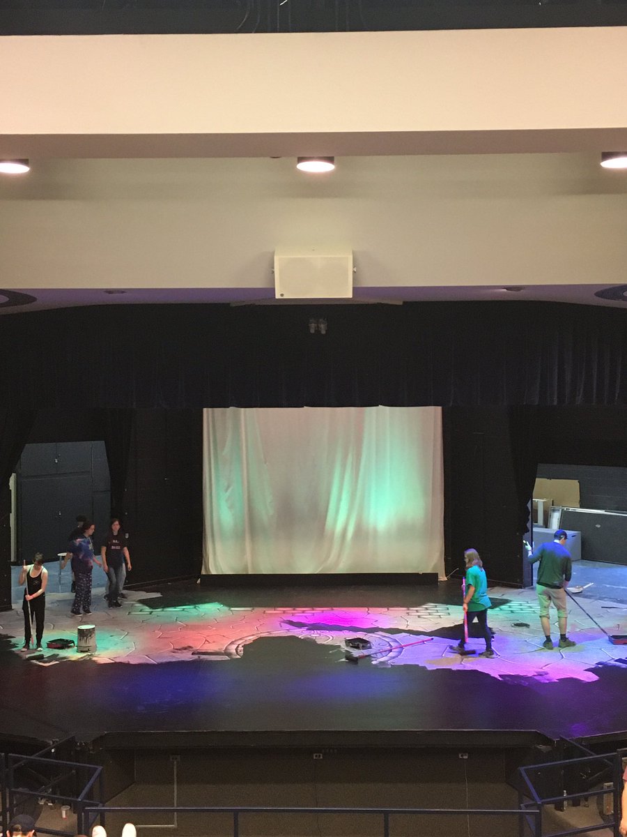 The dressing rooms were empty, the stage was being painted, in the air memories of laughter, and they lived happily ever after. #setstrike #onceuponamattress #cougarpride