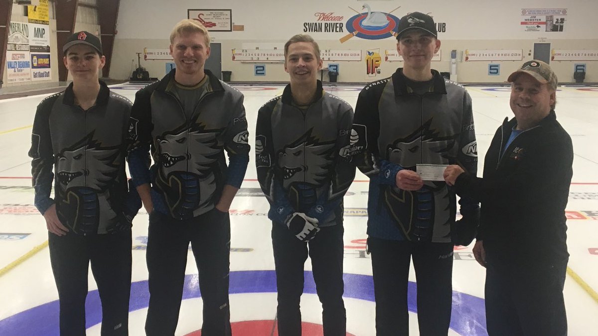 Champs! Had a tight final game vs Team Johnson today in Swan River and pulled out an extra end win. Thanks to the Swan River Curling club on hosting a great event. We are taking a weekend off now but will be back in two weeks for the Sun Life Junior Challenge in Brandon.