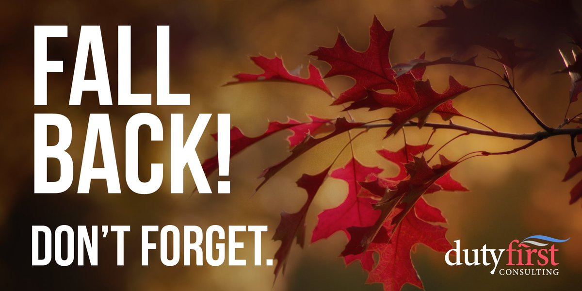 DutyFirstVA's tweet photo. Are you ready to Fall Back this weekend? Don’t forget to set your clocks back an hour today! https://t.co/oHBb63lokj