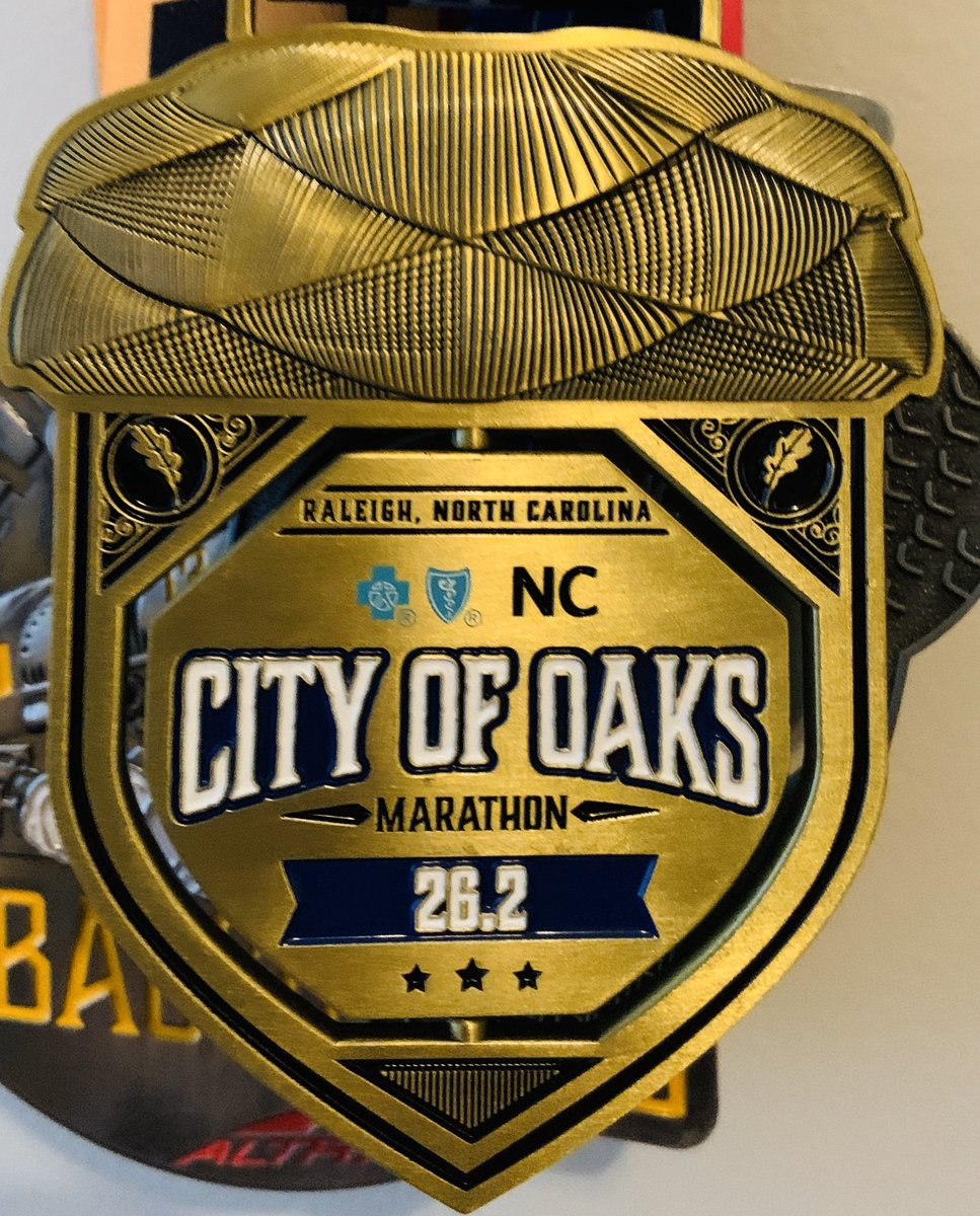 First Marathon ☑️- 5th Place in my age group. Finishing time 3:56. Not a Boston qualifier but it’s a start. #CityofOaks