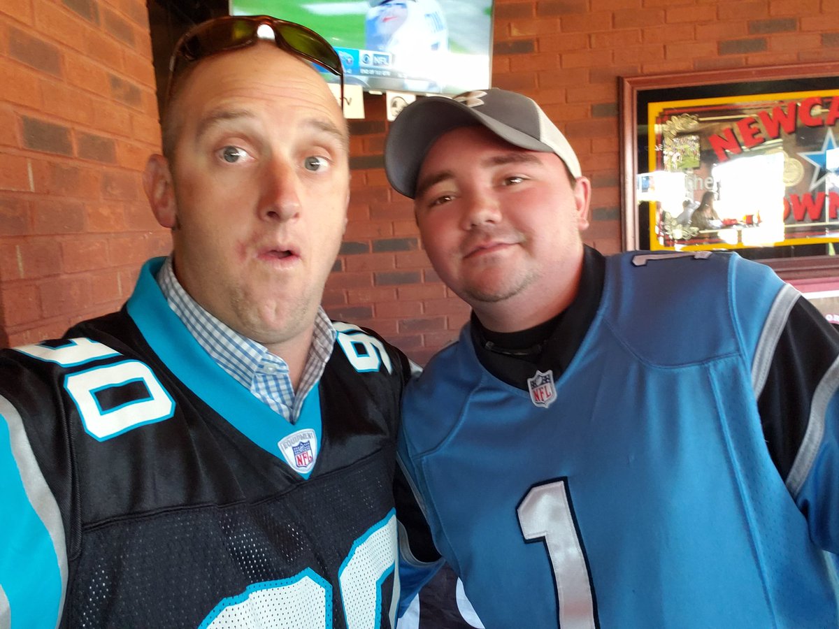 SportsChannel8's tweet image. It's such a nice day here at the in Wake Forest, we set up out on the porch! More Panthers fans than any other team, but lots of Steelers, Eagles, Bears and Redskins fans, too. #AleYeah 

So busy we missed Kyle Allen's interception. But he'll probably throw another.