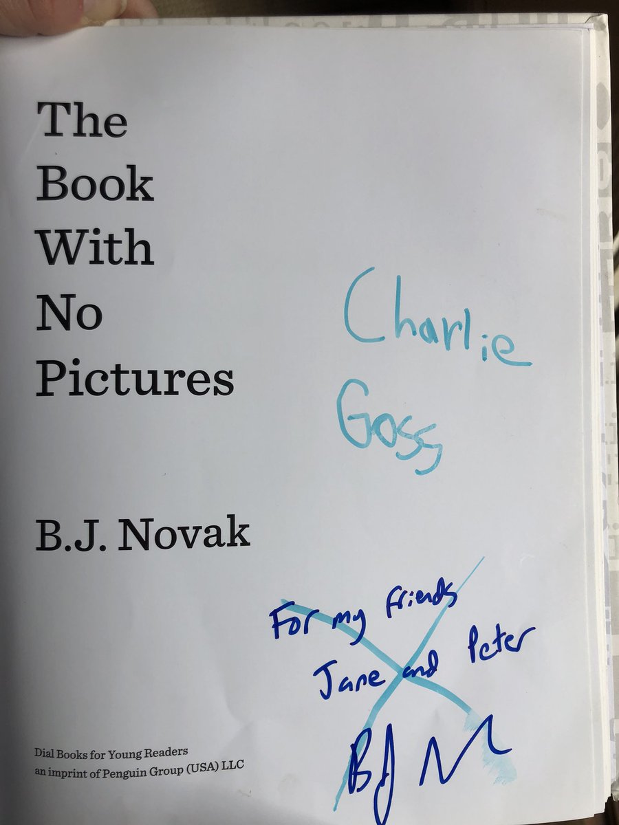 Approx. 5 yrs ago I left my baby at home and took my two older kids to <a href="/HarvardBooks/">Harvard Book Store</a> to hear a funny man read a new children’s book he had written. Today that baby (now in 1st grade) decided he was tired of being reminded that he wasn’t at that event. SIGH. <a href="/bjnovak/">B.J. Novak</a>