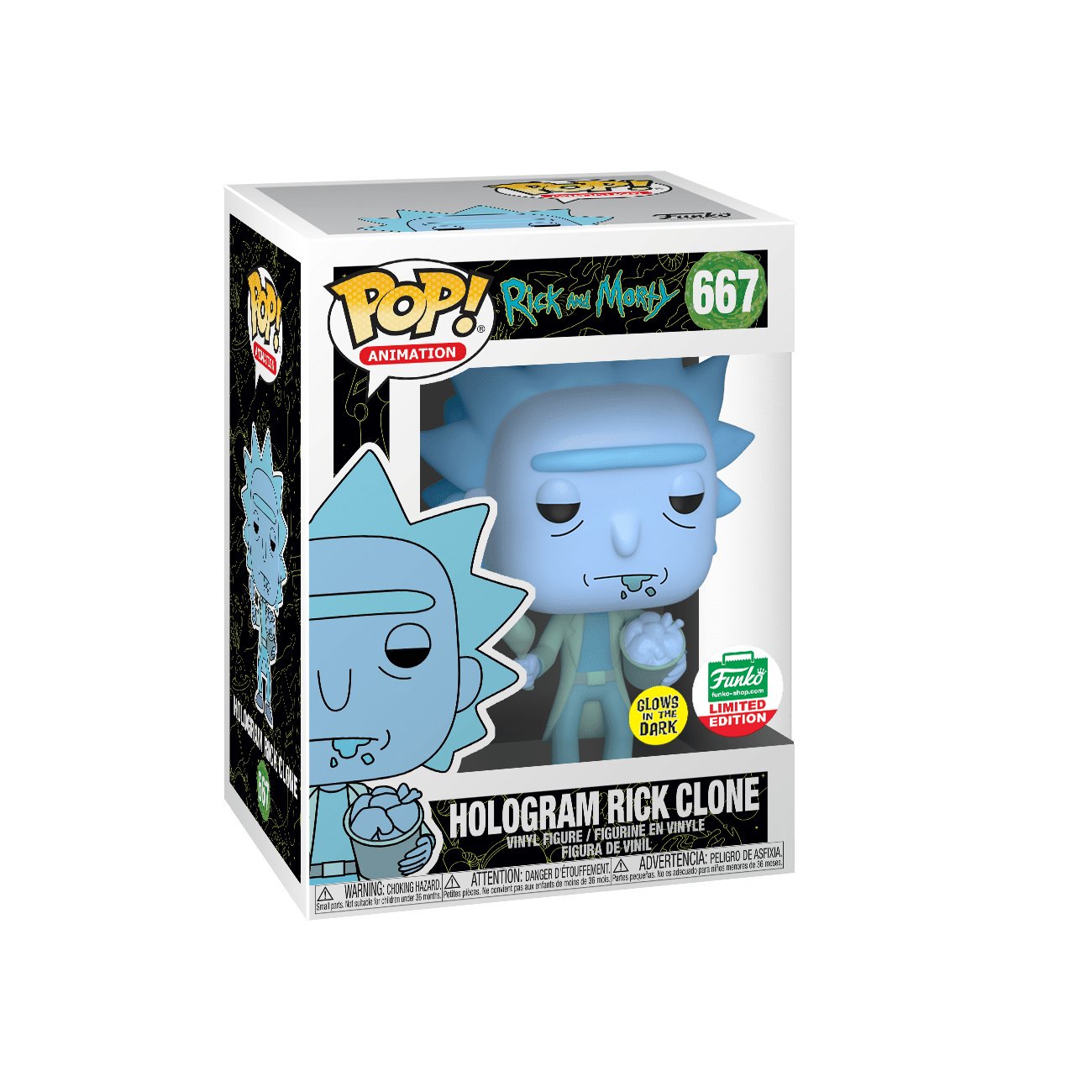 Hologram Rick Clone Funko Pop Vinyl Rick and Morty Hot Topic Exclusive GITD