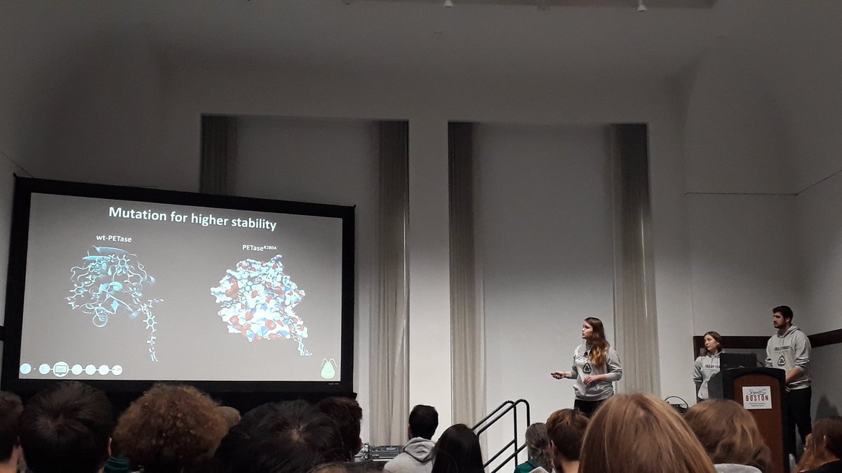 Great talk of @iGEM_TUKL and interesting project about PET degradation! ♻️
#iGEM2019 #giantjamboree 

Greetings from Aalen to Karlsruhe! We should make a Aalen-Karlsruhe meetup 😏