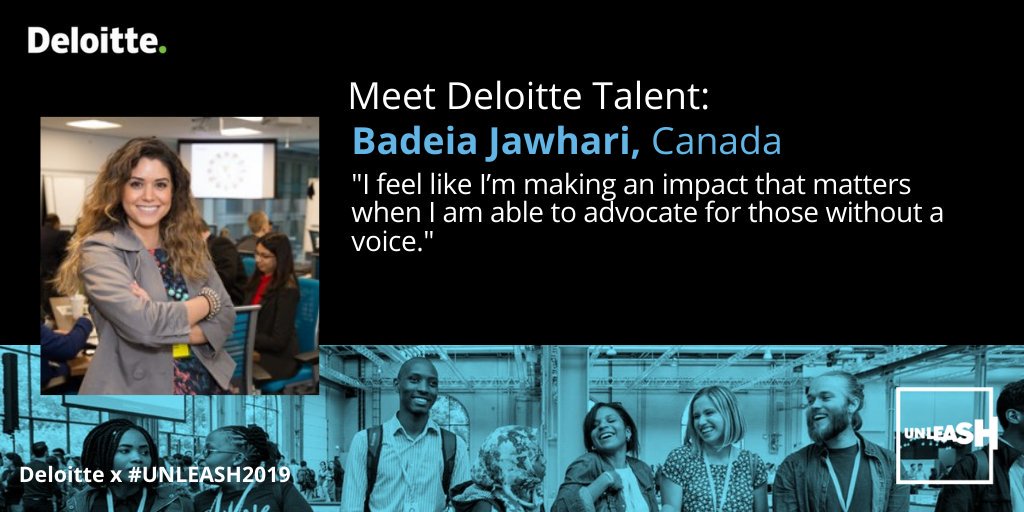 Badeia Jawhari (@DeloitteCanada) is a 'proud health informatics geek' who has already made an #ImpactThatMatters by working improve access to healthcare in Kenya.  We can't wait to see what she does at #UNLEASH2019! deloi.tt/2JHBcuh