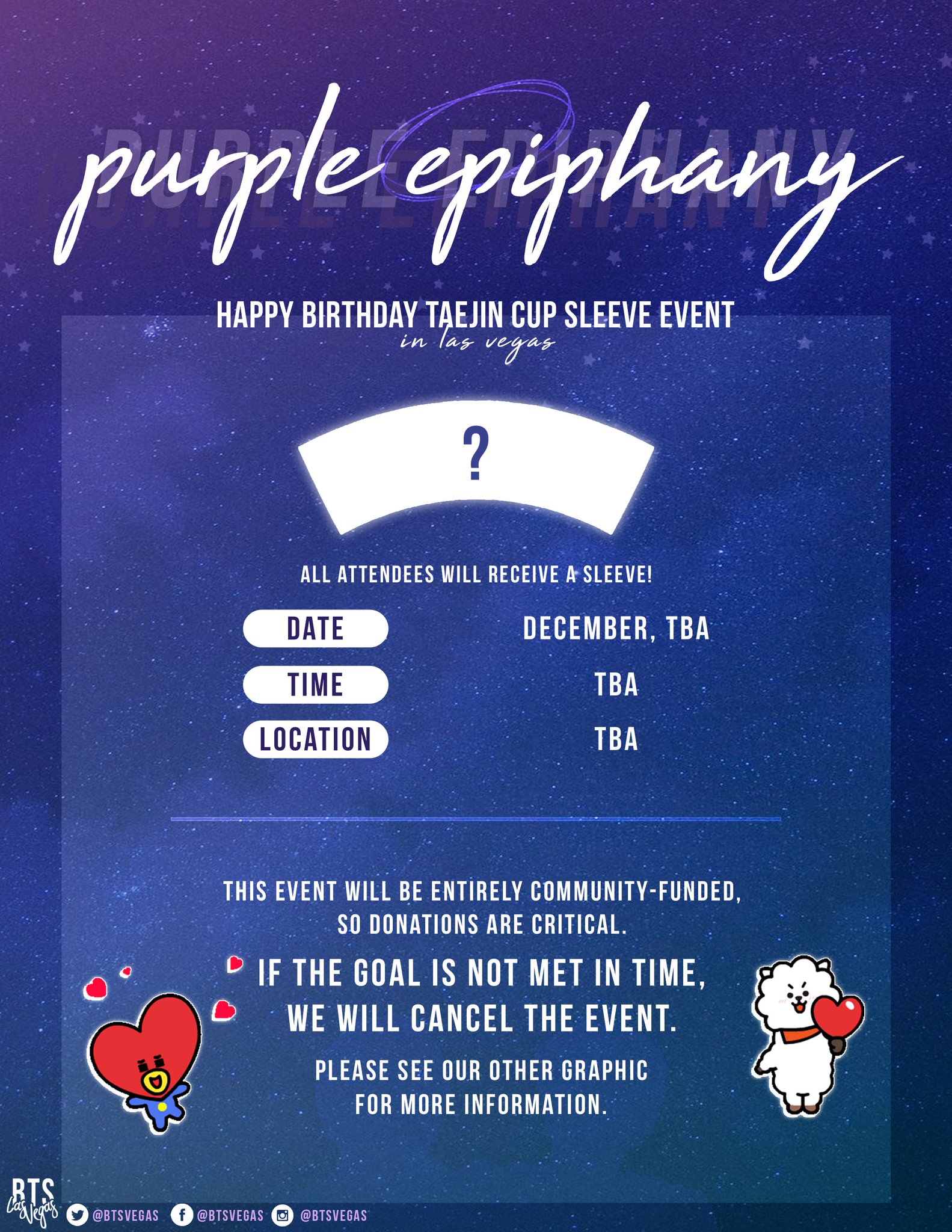 Bts Las Vegas 𝙥𝙪𝙧𝙥𝙡𝙚 𝙚𝙥𝙞𝙥𝙝𝙖𝙣𝙮 A Taejin Cupsleeve Event Presented By Bts Las Vegas Details Coming Soon This Event Will Bts Las Vegas 𝙥𝙪𝙧𝙥𝙡𝙚 𝙚𝙥𝙞𝙥𝙝𝙖𝙣𝙮 A Taejin Cupsleeve Event Presented By Bts Las Vegas Details Coming Soon This Event Will
