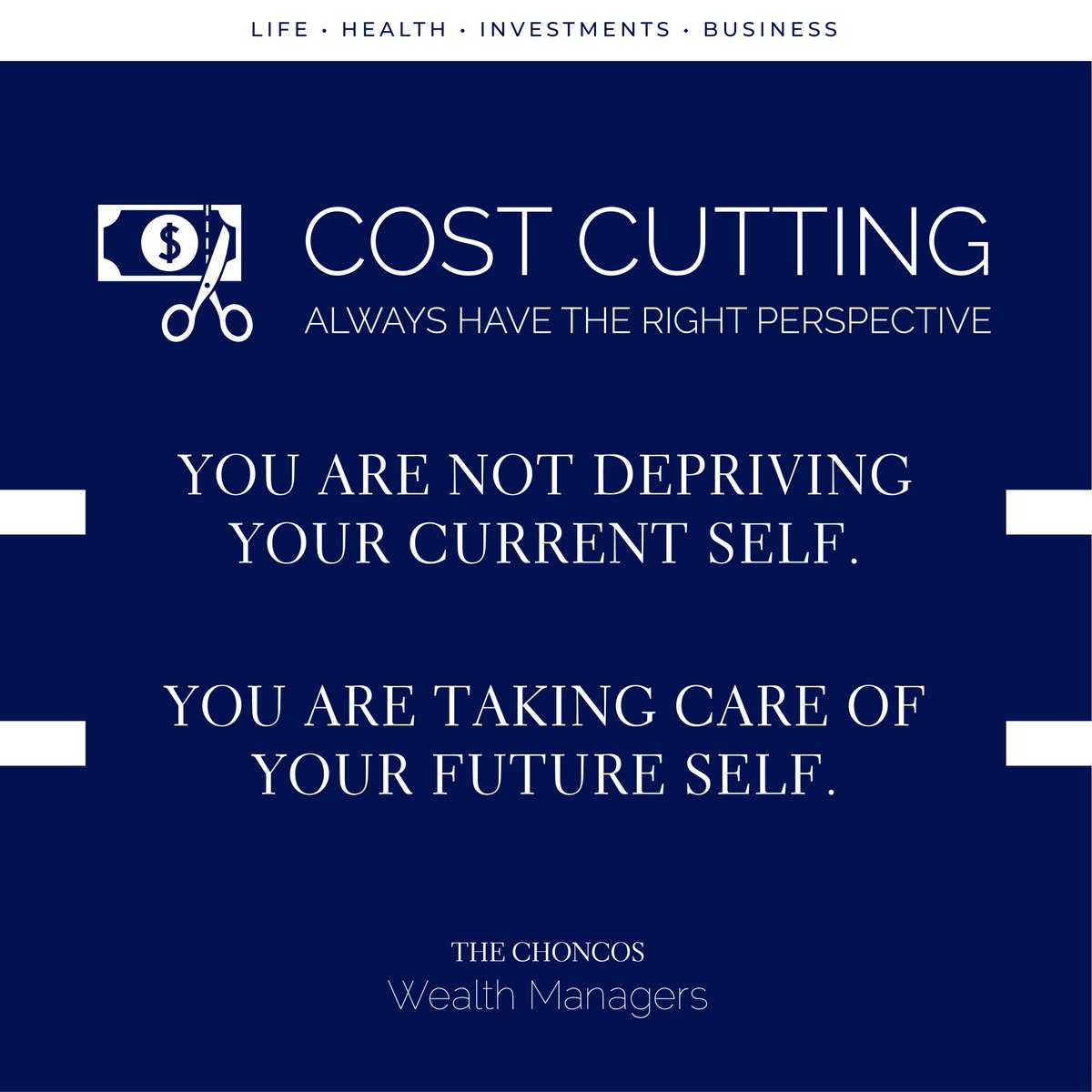 TheChoncos's tweet photo. Perspective is key when cost cutting! ⬇️ Read this!

You need to stop seeing it as depriving your current self and start seeing it as taking care of your future self! That gives you the power to cut certain costs.

Comment “💯” if you agree! https://t.co/E5NPfwkHLI