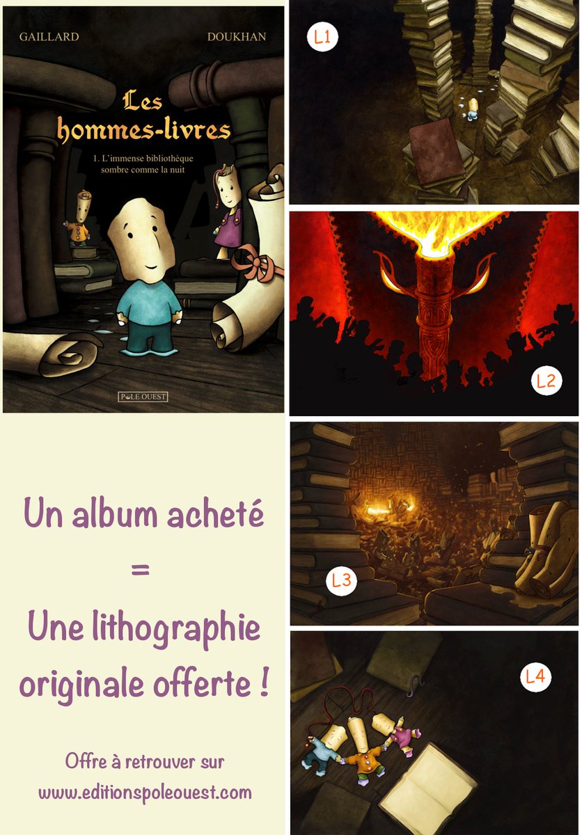 pole_ouest's tweet photo. ✨🌙 Pour fêter la sortie officielle des hommes-livres, rendez-vous sur notre site https://t.co/eJTuJZirjs pour recevoir une lithographie A3 authentifiée et numérotée en cadeau d'un exemplaire des hommes-livres acheté ! Offre valable jusqu'au dimanche 10 novembre minuit ! ✨🌙 https://t.co/fRYYnCNXRY