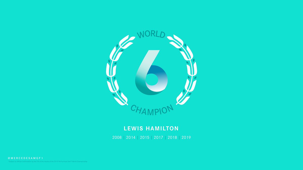 MercedesAMGF1's tweet image. CHAMPION OF THE WORLD! 🏆 

GET IN THERE, LEWIS!!!! SIX TIME @F1 WORLD CHAMPION!! 

YOU HAVE DONE IT!!! 👊

#ATeamComeTrue #USGP