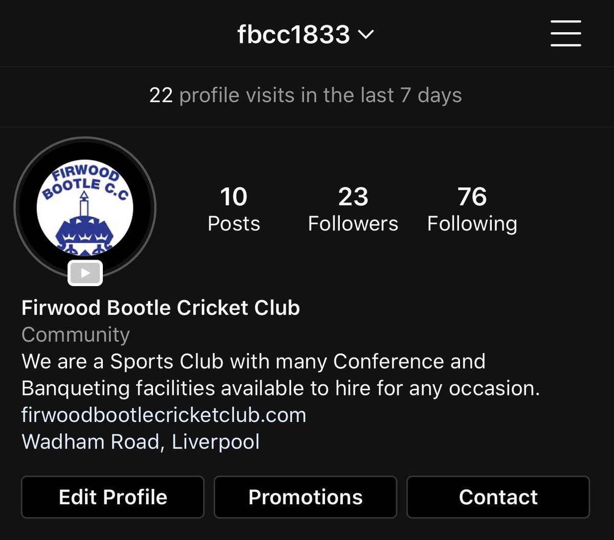 Follow us on instagram! @FBCC1833 .
#fbcc1833 #crickerclub #cricket #local #followers #morefollowers #venue #hireus #venueforhire #functionroom #partyvenue #Liverpool #liverpoolcity