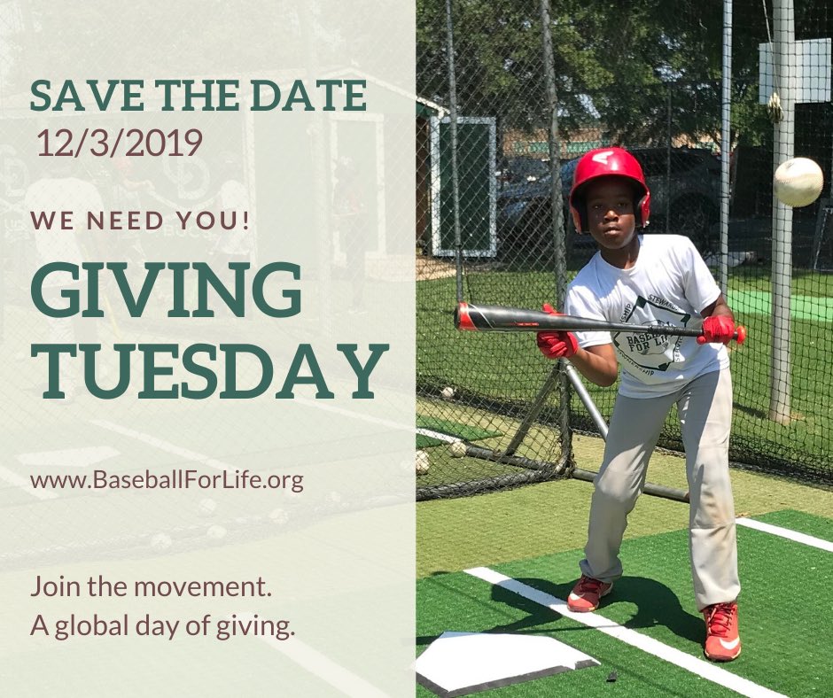 Baseball4LifeNC's tweet image. SAVE THE DATE!👍
#GivingTuesday is 12/3/19! Join the movement to give back &amp;amp; consider supporting #BaseballForLife! Our program is 100% FREE for participants &amp;amp; is run by volunteers. Your contributions are the only way we can continue to mentor #Charlotte’s youth through #baseball