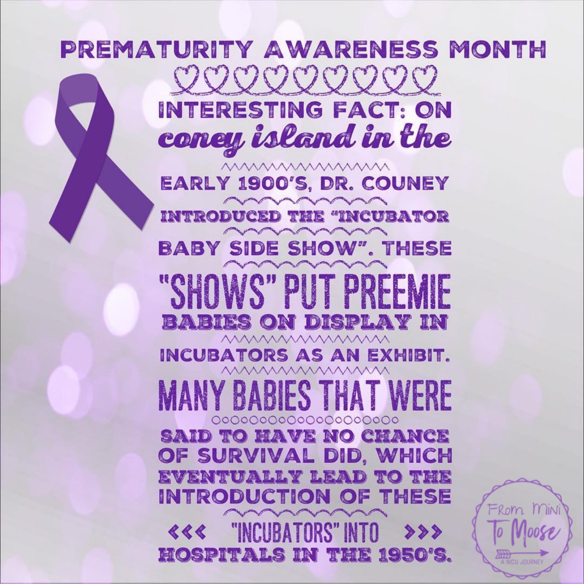 fromminitomoose's tweet photo. On Coney Island in the early 1900’s, Dr. Couney introduced the “Incubator Baby Side Show”. See picture Info credit of https://t.co/dG4qOM4XIG)  #prematurityawarenessmonth #nicugrad #preemiemom #preemiebaby #preemiepower #babygirl #nicumom #family #miraclebaby #nicubaby #preemie https://t.co/gftRwbR7pe