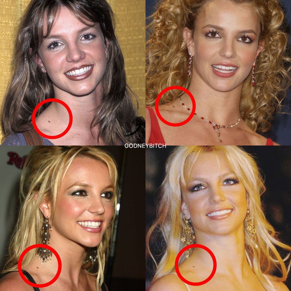 Godney Stan On Twitter Britney Has A Mole On Her Right Shoulder Next To Her Neck I Collected Some Pix Of Her 1998 2019 So As You See It Exits In All Of