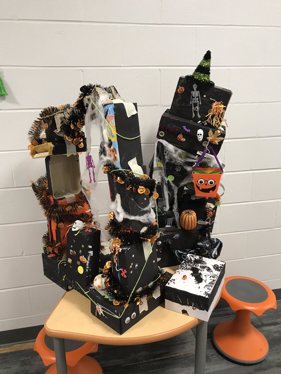 kellyannefitch's tweet photo. Check out 4K’s spooky haunted house creations...great teamwork, collaboration, turn-taking &amp; fun! #ETlearningignitED https://t.co/gq4mq9HhdU