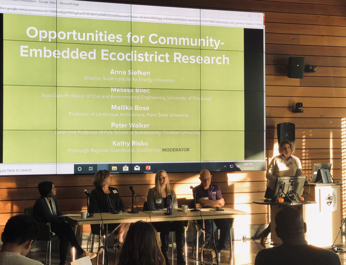 SustainablePitt's tweet image. While it may seem like universities have experts in everything, creating shared @EcoDistricts research goals &amp;amp; outcomes takes a strategic approach &amp;amp; differs depending on your Univ &amp;amp; community partner 
@PittMCSI @ChathamFalk @CMUenergy @sustainPSU #EcoDistricts19 #ResearchForum