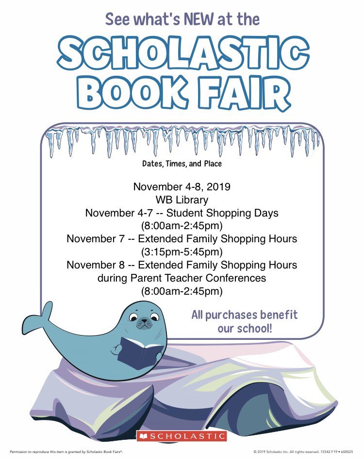 WBE_Library's tweet photo. Make plans to shop at our @Scholastic Book Fair this week!! We have a ton of great book choices this year! Part of the proceeds benefit our own library! @WaverlybelPTO @WBESBulldogs @LauraRHartley https://t.co/oiZgXjZ2Oy