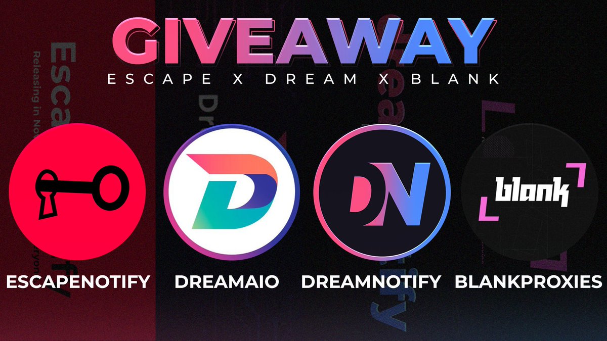 DreamAIO_'s tweet image. BIG GIVEAWAY 🥳😍

We're giving away:
1x DreamKICKZ Renewal
1x DreamNotify Membership
3x EscapeNotify Memberships
1x BlankProxies 5GB Residential Proxies

You have to follow: @DreamAIO_ @EscapeNotify @DreamNotify @BlankProxies + Retweet this tweet to enter the giveaway!

Goodluck
