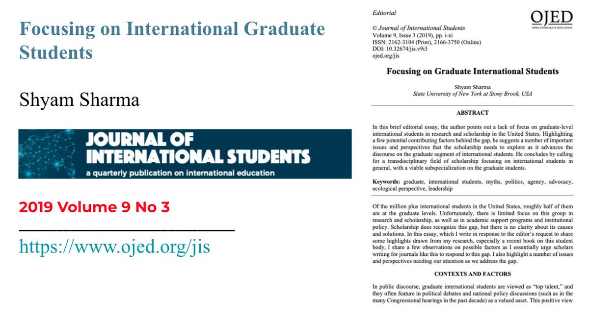 <a href="/jistudents/">Journal of International Students</a>  this essay points out a lack of focus on graduate-level international students in research and scholarship in the United States