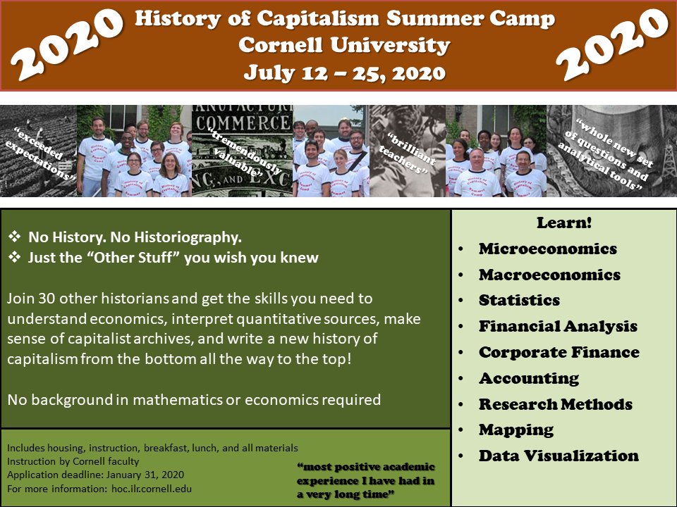 Louis Hyman (@louishyman) on Twitter photo History of #Capitalism Summer #Camp is back at it again in 2020! Learn the "other stuff" you always wish that you knew!
.<a href="/lawcha_org/">LAWCHA</a> .<a href="/TheBHCNews/">The Business History Conference</a> .<a href="/AHAhistorians/">American Historical Association</a> .<a href="/STS_News/">Lee Vinsel</a>
#twitterstorians History of #Capitalism Summer #Camp is back at it again in 2020! Learn the "other stuff" you always wish that you knew!
.<a href="/lawcha_org/">LAWCHA</a> .<a href="/TheBHCNews/">The Business History Conference</a> .<a href="/AHAhistorians/">American Historical Association</a> .<a href="/STS_News/">Lee Vinsel</a>
#twitterstorians