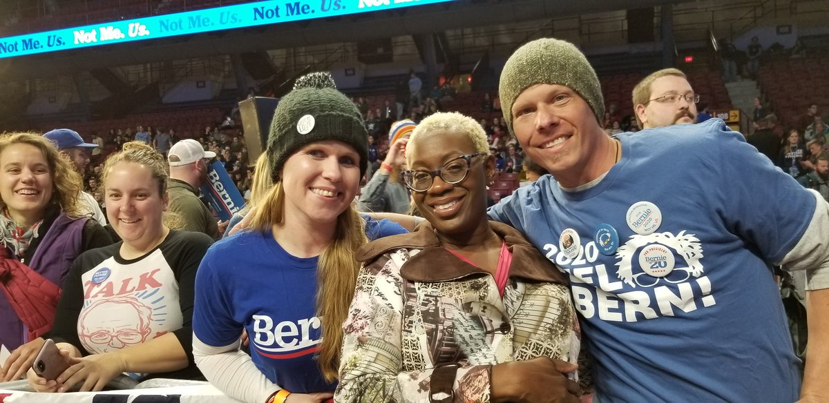 BASED_WEIRD's tweet photo. Me and my girlfriend got a Pic with #ninaturner in Minneapolis tonight!

She got the crowd fired up for #Ilhan and Bernie! The Rally was crazy good! Nothing but positivity and inspiration! 

#Bernieinminneapolis
#bernietally
#berniesanders https://t.co/LSIGSm83eK