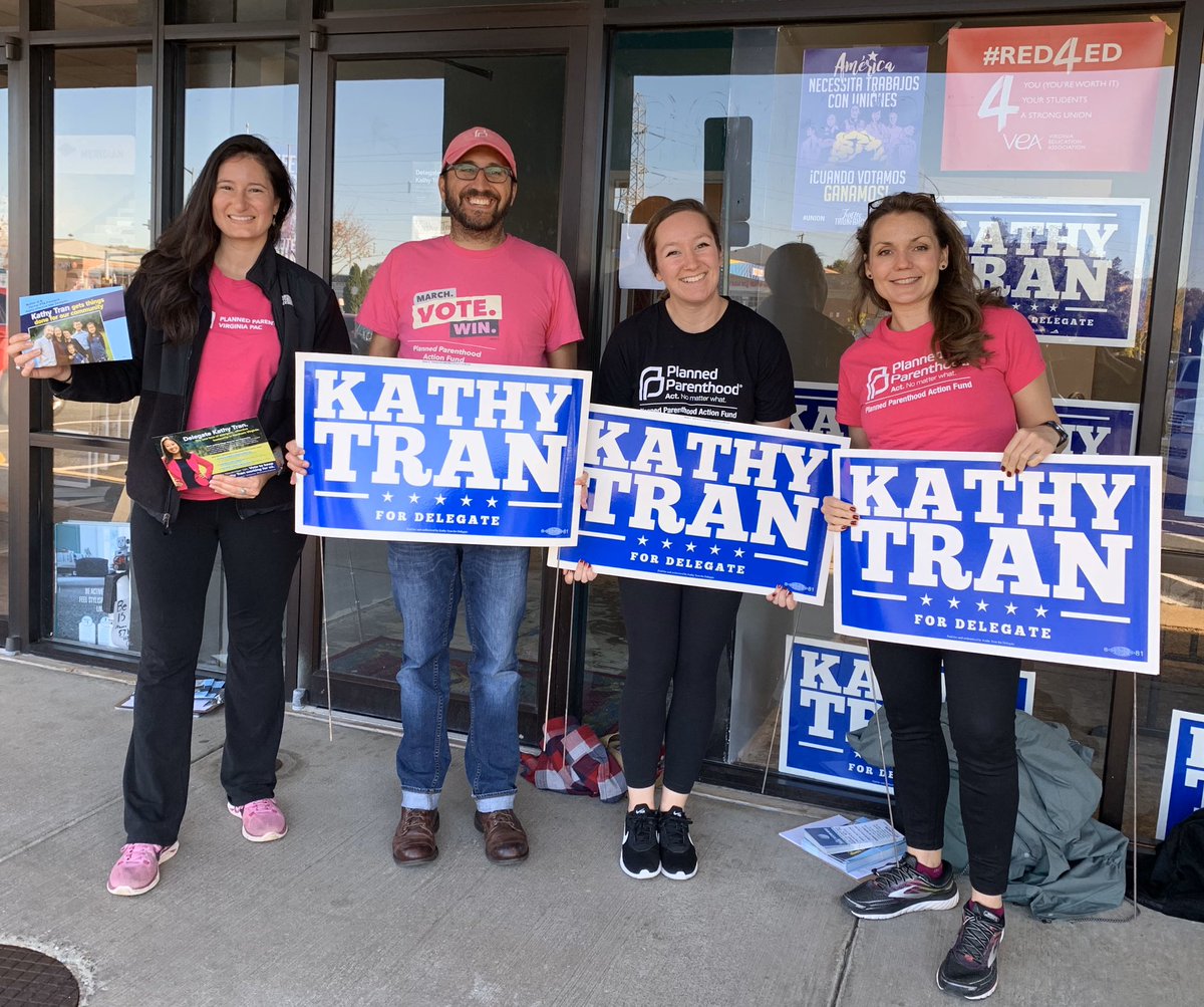 LauraVee_eM's tweet photo. Another great day knocking doors for repro rights champion @KathyKLTran!!! @PPADMV #2days #GOTV #FlipVABlue #PinkOutVA #FinalCountdown https://t.co/mTYs4FMEZq
