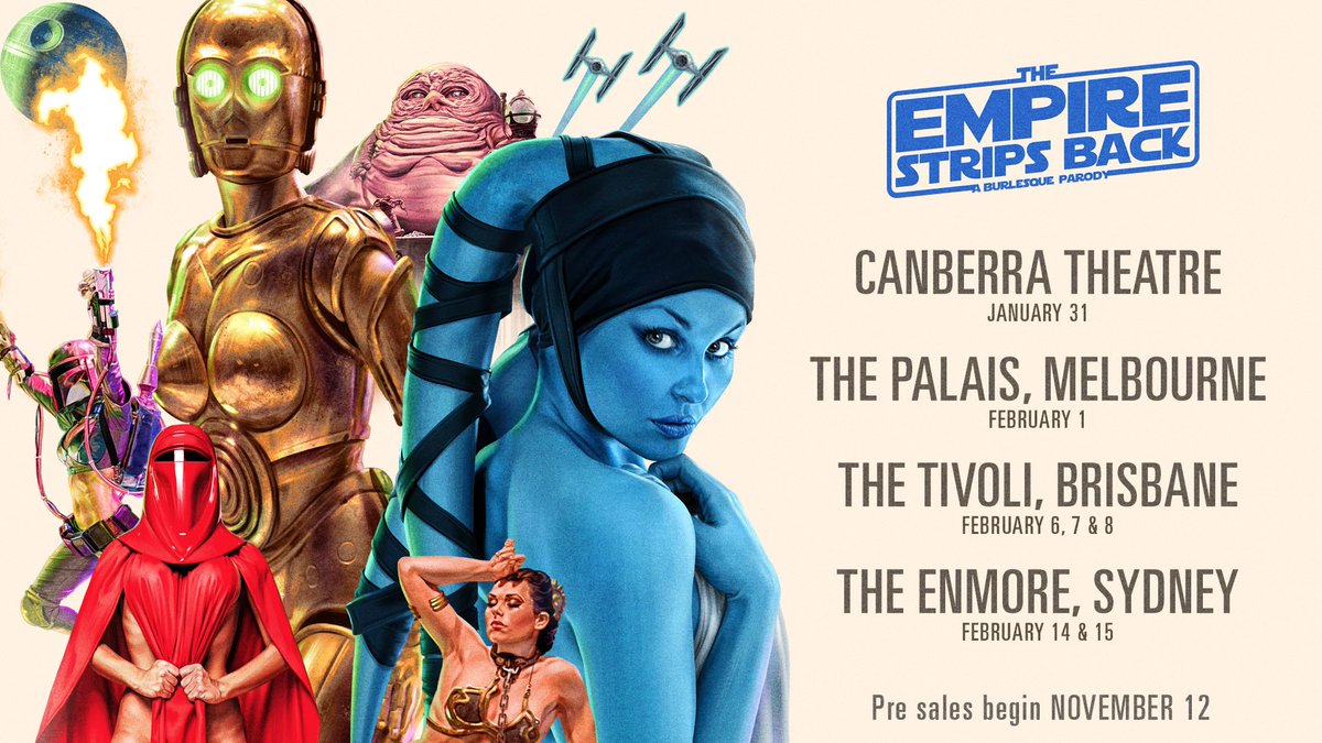 Good news everybody.... we're back in 2020 and kicking the year off with some Australian tour dates!

Jan 31 - Canberra Theatre Centre
Feb 1 - Palais Theatre , Melbourne
Feb 6, 7 &amp; 8 - The Tivoli Brisbane, Brisbane
Feb 14 &amp; 15 - Enmore Theatre, Sydney

Presales begin 12 November