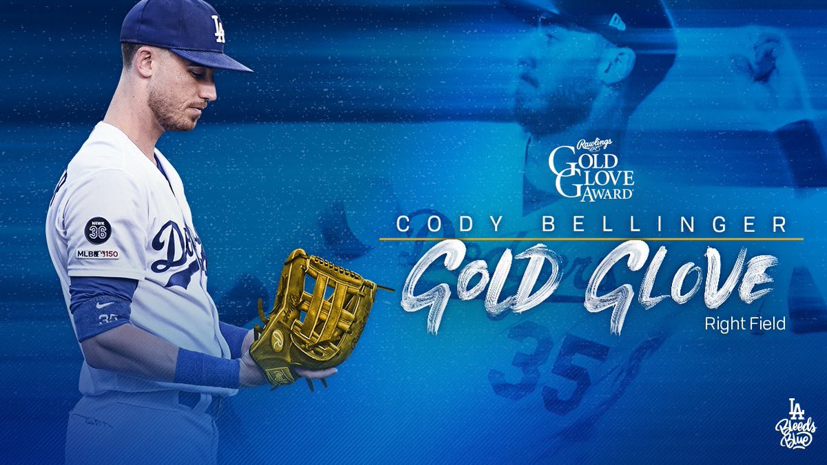 Dodgers's tweet photo. All gold everything. 

Congratulations @Cody_Bellinger on your first career Gold Glove Award! https://t.co/A75NHLyXjt
