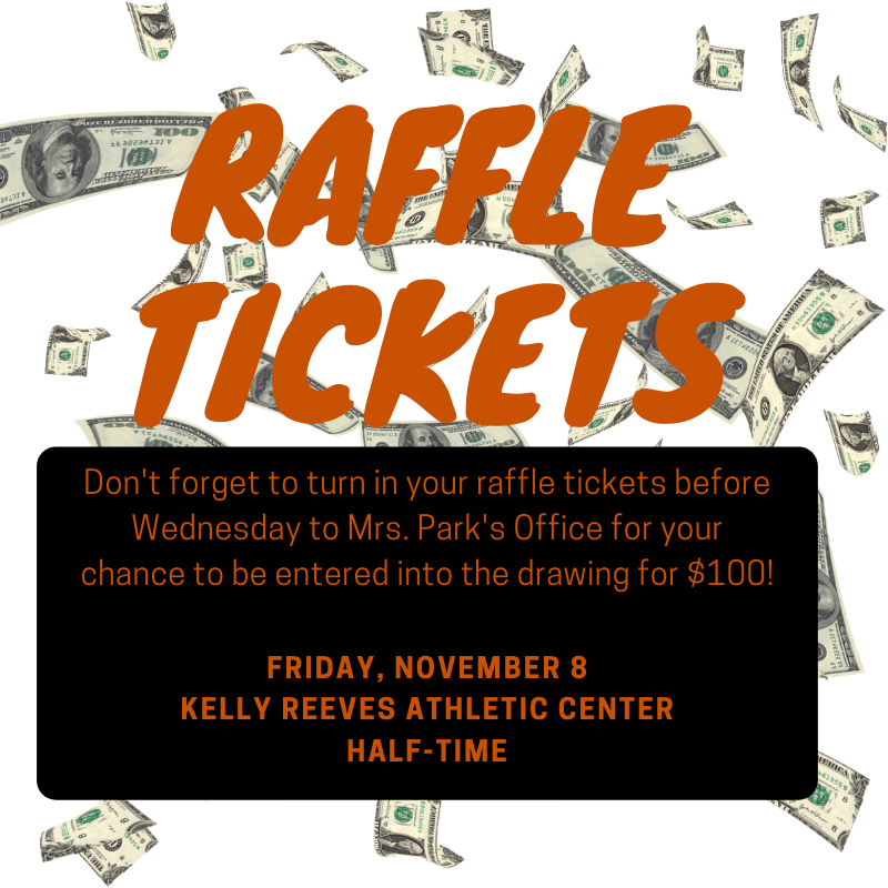 Don't forget to turn in your raffle tickets and money to Mrs. Parks by Wednesday to be entered into the drawing for $100! The raffle is THIS Friday at Half-Time! Purchase your ticket for a chance to win $1,000, $500, or $250 for a total of $3,000 in winnings! #wwarriornation