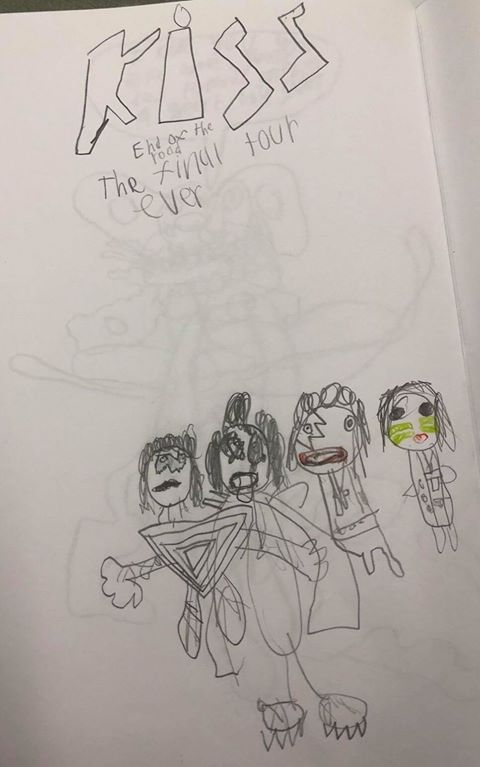 KISS kids ROCK!  8 year old Alex in Adelaide has nailed it with his drawing!  Great work kiddo and great work Dad Sean for learning him right about RockNRoll!
