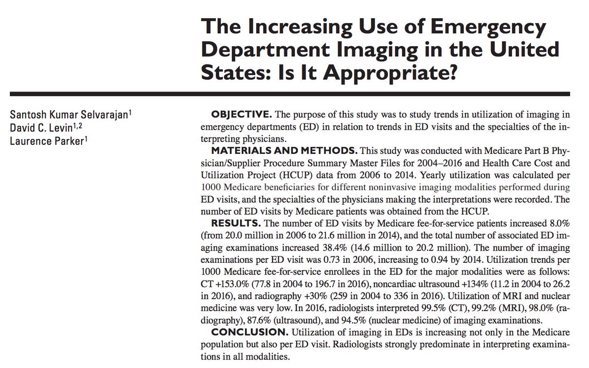 Latest work by Drs. Selvarajan and Levin on increasing image utilization in the ER! doi.org/10.2214/AJR.19…
