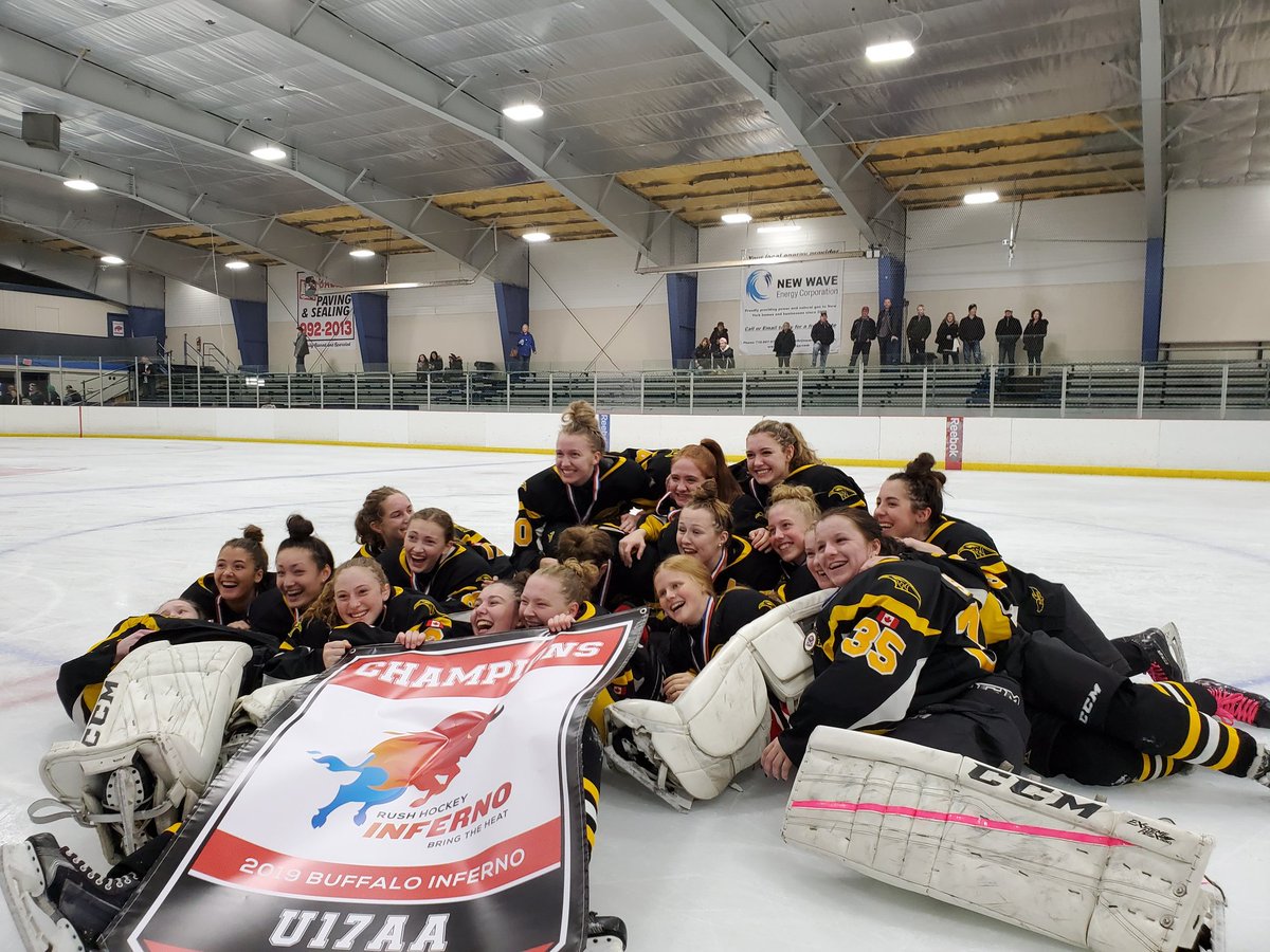 RavensMAA's tweet photo. Champions in Buffalo.  Congrats Ravens on a fantastic weekend and an exciting shootout victory!
Game goal by Welton from Caldwell. Huge shootout goal by Legault to push to a 4th shooter where Sammy Orth buried a beauty.  Outstanding performance by Goaltender Simpson ! https://t.co/lfeAUVR0SV