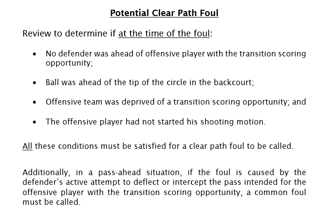 Clear path foul nba Clear path foul nba